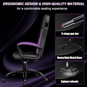 Chaise Gaming Ergonomique Pourpre Réglable – Fauteuil Bureau Confortable