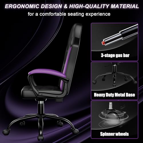 Chaise Gaming Ergonomique Pourpre Réglable – Fauteuil Bureau Confortable