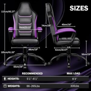 Chaise Gaming Ergonomique Pourpre Réglable – Fauteuil Bureau Confortable