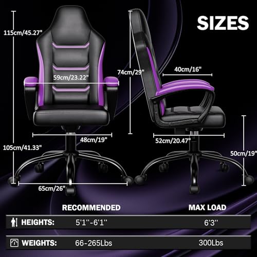 Chaise Gaming Ergonomique Pourpre Réglable – Fauteuil Bureau Confortable