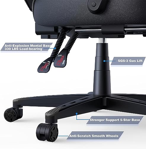 Chaise Gaming Ergonomique YU YUSING Noir et Gris avec Repose-Pieds et Réglages
