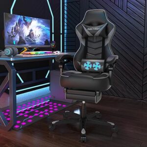 Chaise Gaming Ergonomique YU YUSING Noir et Gris avec Repose-Pieds et Réglages