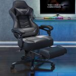 Chaise Gaming Ergonomique YU YUSING Noir et Gris avec Repose-Pieds et Réglages