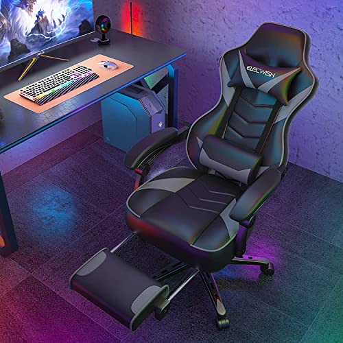 Chaise Gaming Ergonomique YU YUSING Noir et Gris avec Repose-Pieds et Réglages