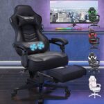 Chaise Gaming Ergonomique YU YUSING avec Repose-tête et Repose-Pieds Noir