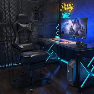Chaise Gaming Ergonomique YU YUSING avec Repose-tête et Repose-Pieds Noir