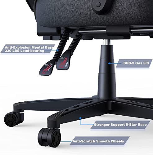 Chaise Gaming Ergonomique YU YUSING avec Repose-tête et Repose-Pieds Noir
