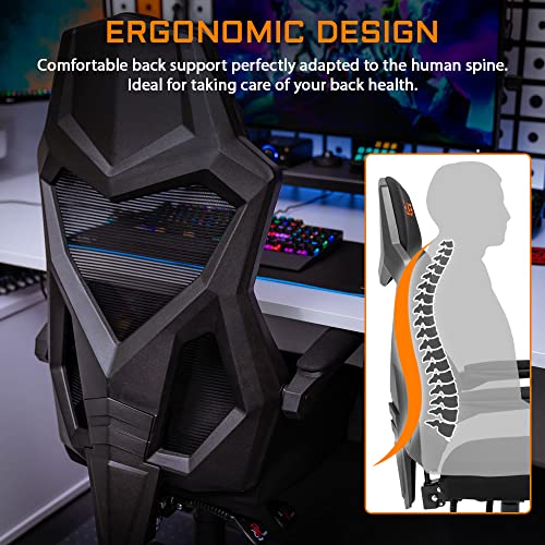 Chaise Gaming G-Lab K-Seat Rhodium ATOM Ergonomique, Dossier Inclinable, Noir