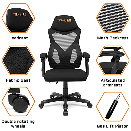 Chaise Gaming G-Lab K-Seat Rhodium ATOM Ergonomique, Dossier Inclinable, Noir
