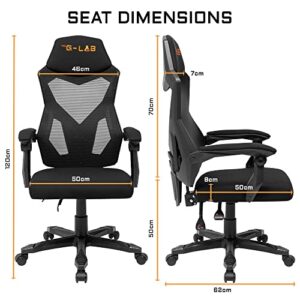 Chaise Gaming G-Lab K-Seat Rhodium ATOM Ergonomique, Dossier Inclinable, Noir