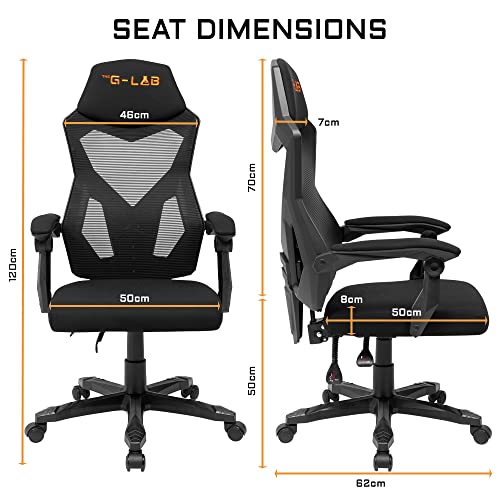 Chaise Gaming G-Lab K-Seat Rhodium ATOM Ergonomique, Dossier Inclinable, Noir
