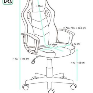 Chaise Gaming KAYELLES Sena-E Junior, Simili Cuir, Hauteur Réglable, 360° Pivotant
