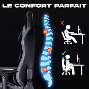 Chaise Gaming KLIM Esports Ergonomique Bleu 2022 avec Coussins Lombaires et Cervicaux