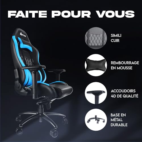 Chaise Gaming KLIM Esports Ergonomique Bleu 2022 avec Coussins Lombaires et Cervicaux