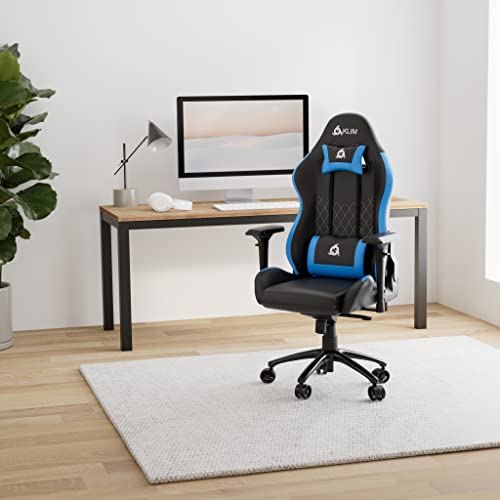 Chaise Gaming KLIM Esports Ergonomique Bleu 2022 avec Coussins Lombaires et Cervicaux