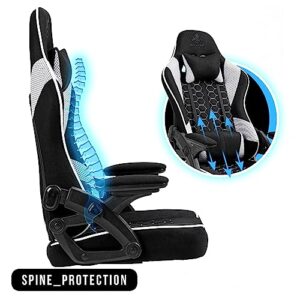 Chaise Gaming KRAKEN CHAIRS Ergonomique Noir-Blanc, Réglable et Pivotante