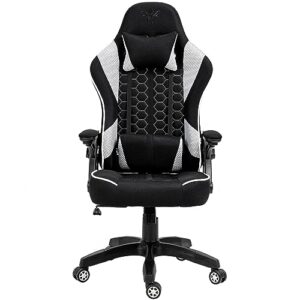 Chaise Gaming KRAKEN CHAIRS Ergonomique Noir-Blanc, Réglable et Pivotante