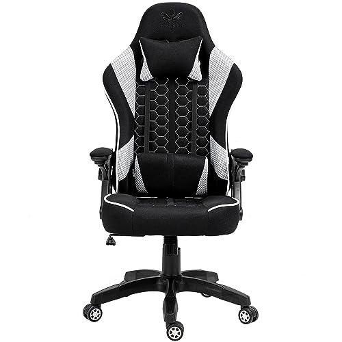 Chaise Gaming KRAKEN CHAIRS Ergonomique Noir-Blanc, Réglable et Pivotante