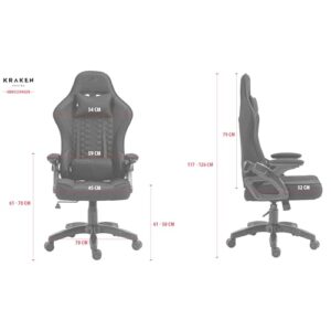 Chaise Gaming KRAKEN CHAIRS Ergonomique Noir-Blanc, Réglable et Pivotante