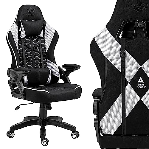Chaise Gaming KRAKEN CHAIRS Ergonomique Noir-Blanc, Réglable et Pivotante