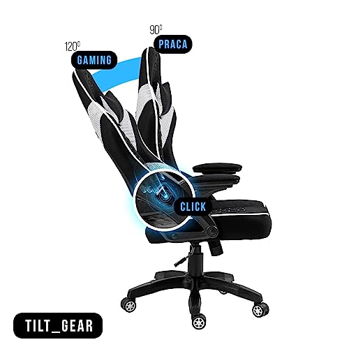 Chaise Gaming KRAKEN CHAIRS Ergonomique Noir-Blanc, Réglable et Pivotante