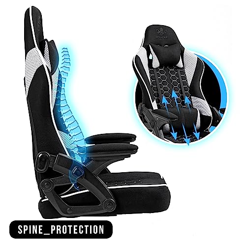 Chaise Gaming KRAKEN CHAIRS Ergonomique Noir-Blanc, Réglable et Pivotante