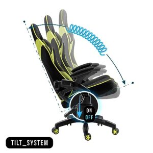 Chaise Gaming KRAKEN CHAIRS Ergonomique Noir-Vert avec Accoudoirs Réglables