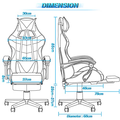 Chaise Gaming Massante Soontrans Ergonomique avec Support Lombaire et Repose-pied