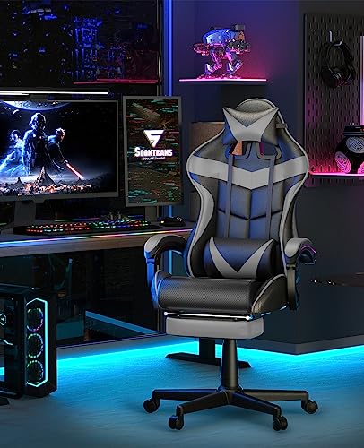 Chaise Gaming Massante Soontrans Ergonomique avec Support Lombaire et Repose-pied