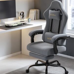 Chaise Gaming Massante WOLTU GS08gr – Ergonomique avec Soutien Lombaire et Repose-Pieds