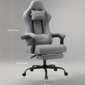 Chaise Gaming Massante WOLTU GS08gr – Ergonomique avec Soutien Lombaire et Repose-Pieds