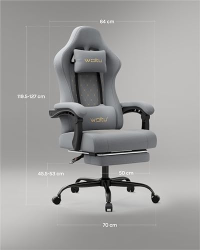 Chaise Gaming Massante WOLTU GS08gr – Ergonomique avec Soutien Lombaire et Repose-Pieds