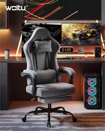 Chaise Gaming Massante WOLTU GS08gr – Ergonomique avec Soutien Lombaire et Repose-Pieds