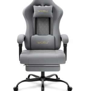 Chaise Gaming Massante WOLTU GS08gr – Ergonomique avec Soutien Lombaire et Repose-Pieds