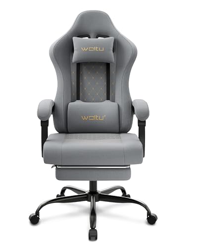 Chaise Gaming Massante WOLTU GS08gr – Ergonomique avec Soutien Lombaire et Repose-Pieds