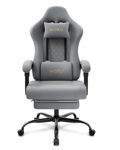 Chaise Gaming Massante WOLTU GS08gr – Ergonomique avec Soutien Lombaire et Repose-Pieds