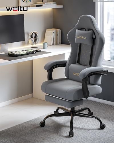 Chaise Gaming Massante WOLTU GS08gr – Ergonomique avec Soutien Lombaire et Repose-Pieds