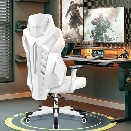 Chaise Gaming OneGame Ergonomique avec Accoudoirs 3D – 150KG, Blanc