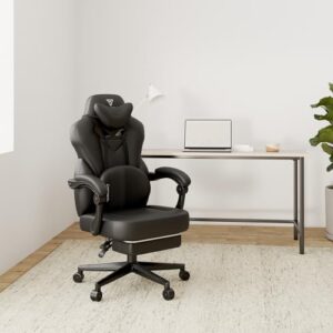 Chaise Gaming Pro Vigosit – Fauteuil Ergonomique Noir avec Accoudoirs et Repose-Pieds
