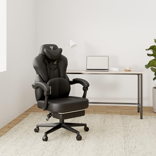 Chaise Gaming Pro Vigosit – Fauteuil Ergonomique Noir avec Accoudoirs et Repose-Pieds