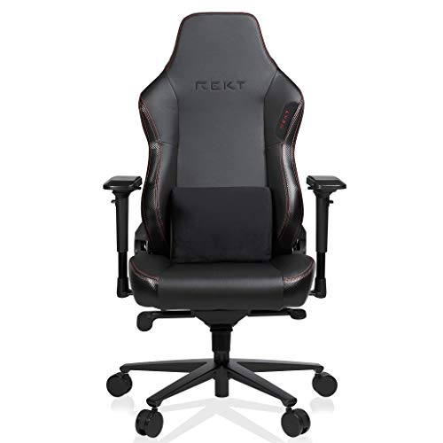 Chaise Gaming REKT Legend-R Noir Ergonomique, Inclinable 180°, Coussin Lombaire Ajustable