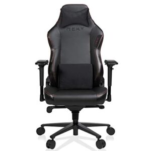 Chaise Gaming REKT Legend-R Noir Ergonomique, Inclinable 180°, Coussin Lombaire Ajustable