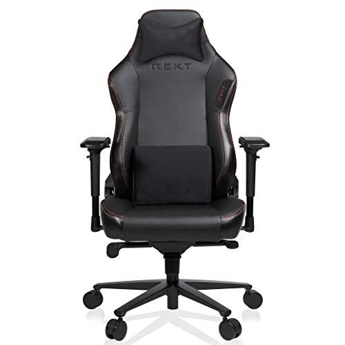 Chaise Gaming REKT Legend-R Noir Ergonomique, Inclinable 180°, Coussin Lombaire Ajustable