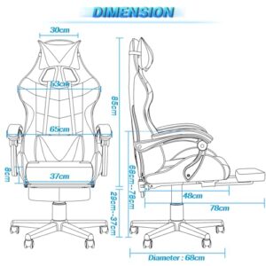 Chaise Gaming Racing Massante Soontrans avec Soutien Lombaire et Appui-tête (Rouge)