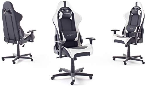 Chaise Gaming Robas Lund DX Racer 6 Ergonomique Noir-Blanc, Réglable et Tournable