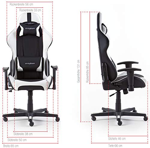 Chaise Gaming Robas Lund DX Racer 6 Ergonomique Noir-Blanc, Réglable et Tournable