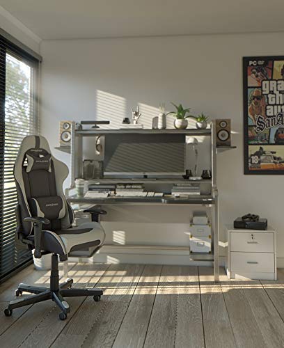 Chaise Gaming Robas Lund DX Racer 6 Ergonomique Noir-Blanc, Réglable et Tournable