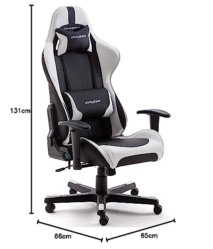 Chaise Gaming Robas Lund DX Racer 6 Ergonomique Noir-Blanc, Réglable et Tournable