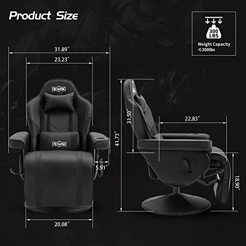 Chaise Gaming S*MAX Cuir PU avec Dossier Haut et Repose-Pieds réglable