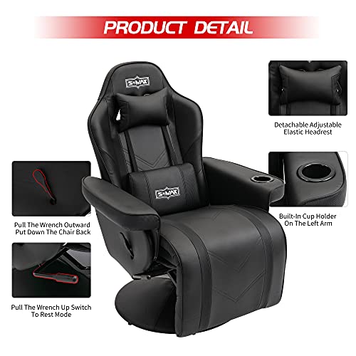 Chaise Gaming S*MAX Cuir PU avec Dossier Haut et Repose-Pieds réglable